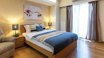 Blackout curtains, iron/ironing board, free WiFi, bed sheets