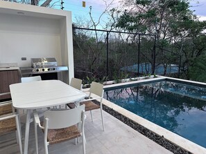Outdoor dining - Tranquil 3-Bedroom home with Pool, Jacuzzi  and BBQ in beautiful Playa Grande (North of the restaurant La Forja)