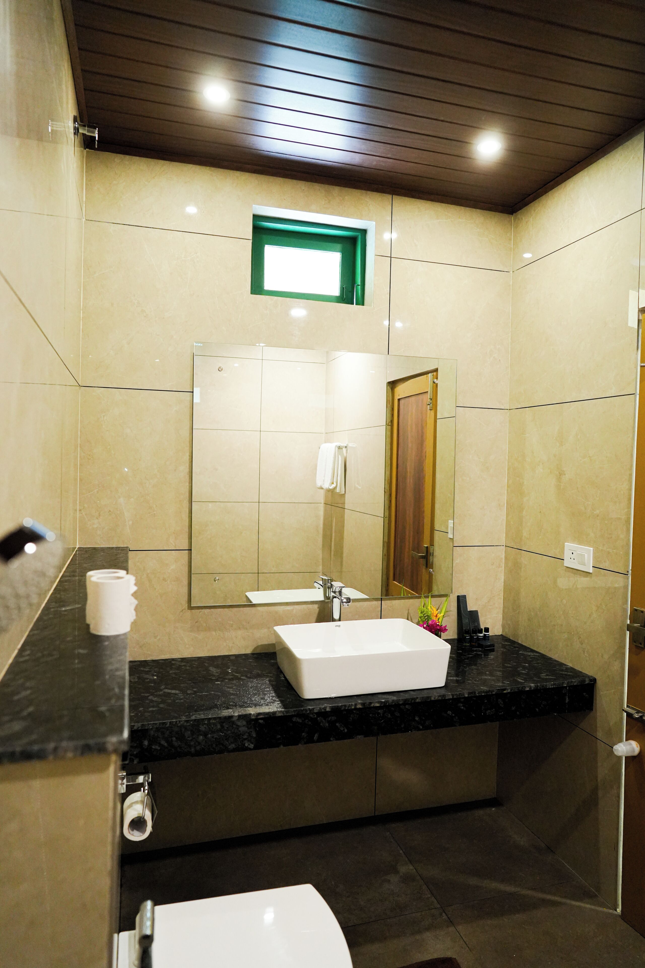 Deluxe kamer, balkon, uitzicht op tuin | Badkamer | Een douche, handdoeken, zeep, shampoo