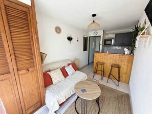 TV - Bright apartment, pool view, parking - 4 guests (Argelès-sur-Mer)