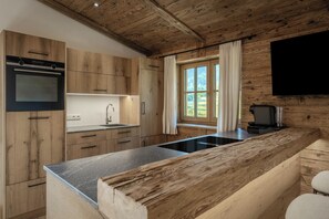 Fridge, oven, stovetop, dishwasher - Luxury Apartment for Two, with Sauna at Lake Wolfgang (Strobl)