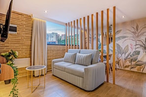 Luxury Apartment, Balcony, Mountain View | Living area