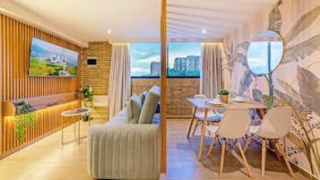Luxury Apartment, Balcony, Mountain View | Living area