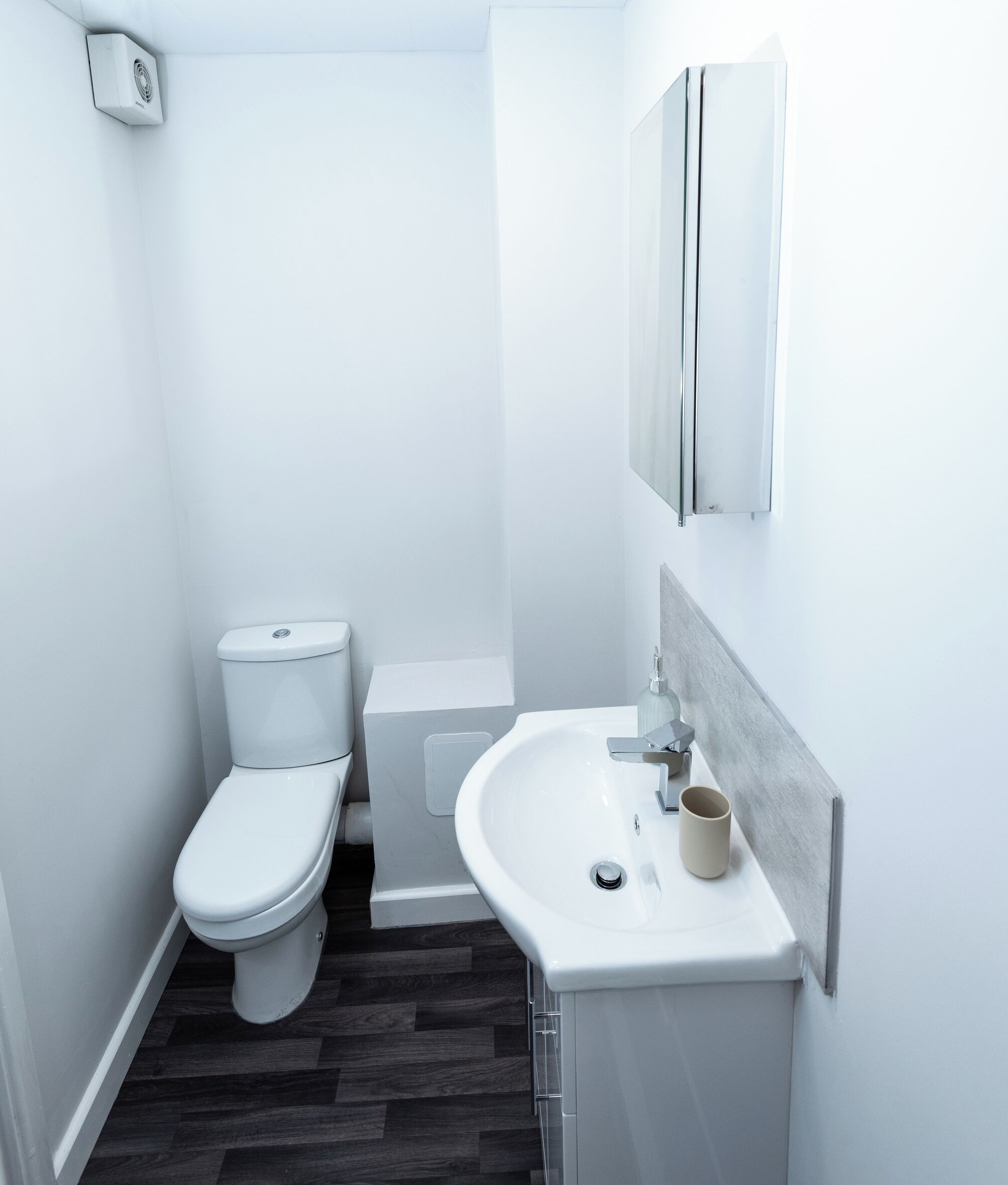 Shower, towels, toilet paper