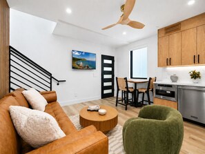 Living area - Luxe Steps to Sand • Hot Tub, BBQ, Rooftop Sunsets (Newport Beach)