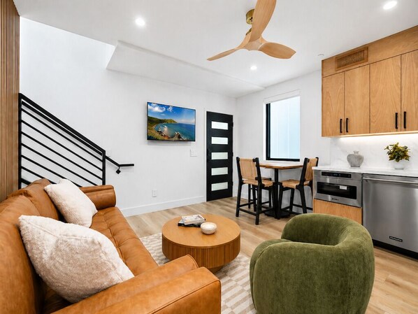 Living area - Luxe Steps to Sand • Hot Tub, BBQ, Rooftop Sunsets (Newport Beach)