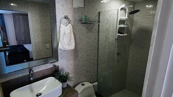Shower, soap, toilet paper