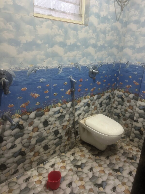Shower, jetted bath, hair dryer, bidet