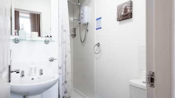 Shower, towels, toilet paper