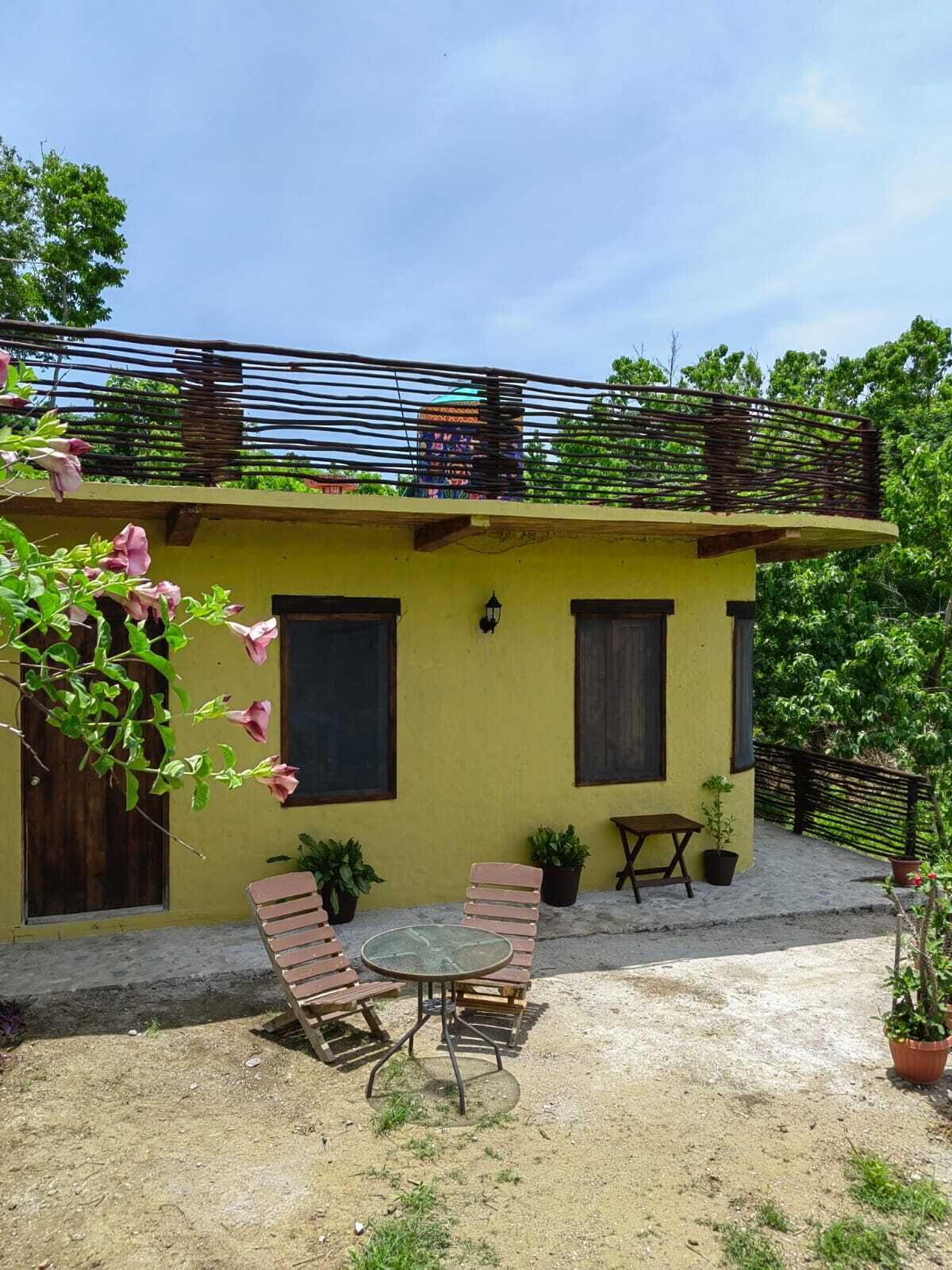 Familie studio, uitzicht op zee (Bungalo Kunda´vi) | Buiten dineren