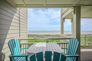 Outdoor dining - Ocean Dreams: Oceanfront Condo Near Pool, Pier (Oak Island)