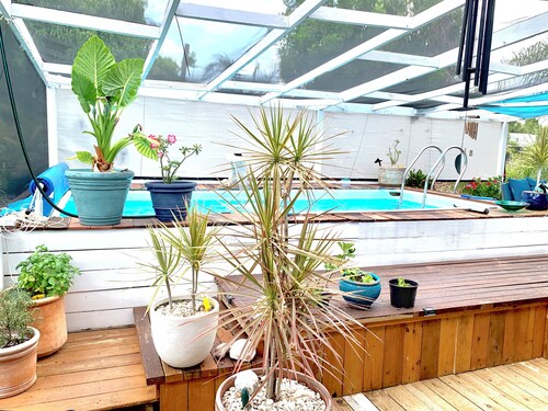 Serene- pool house with large enclosed oasis of local artist in Port Charlotte