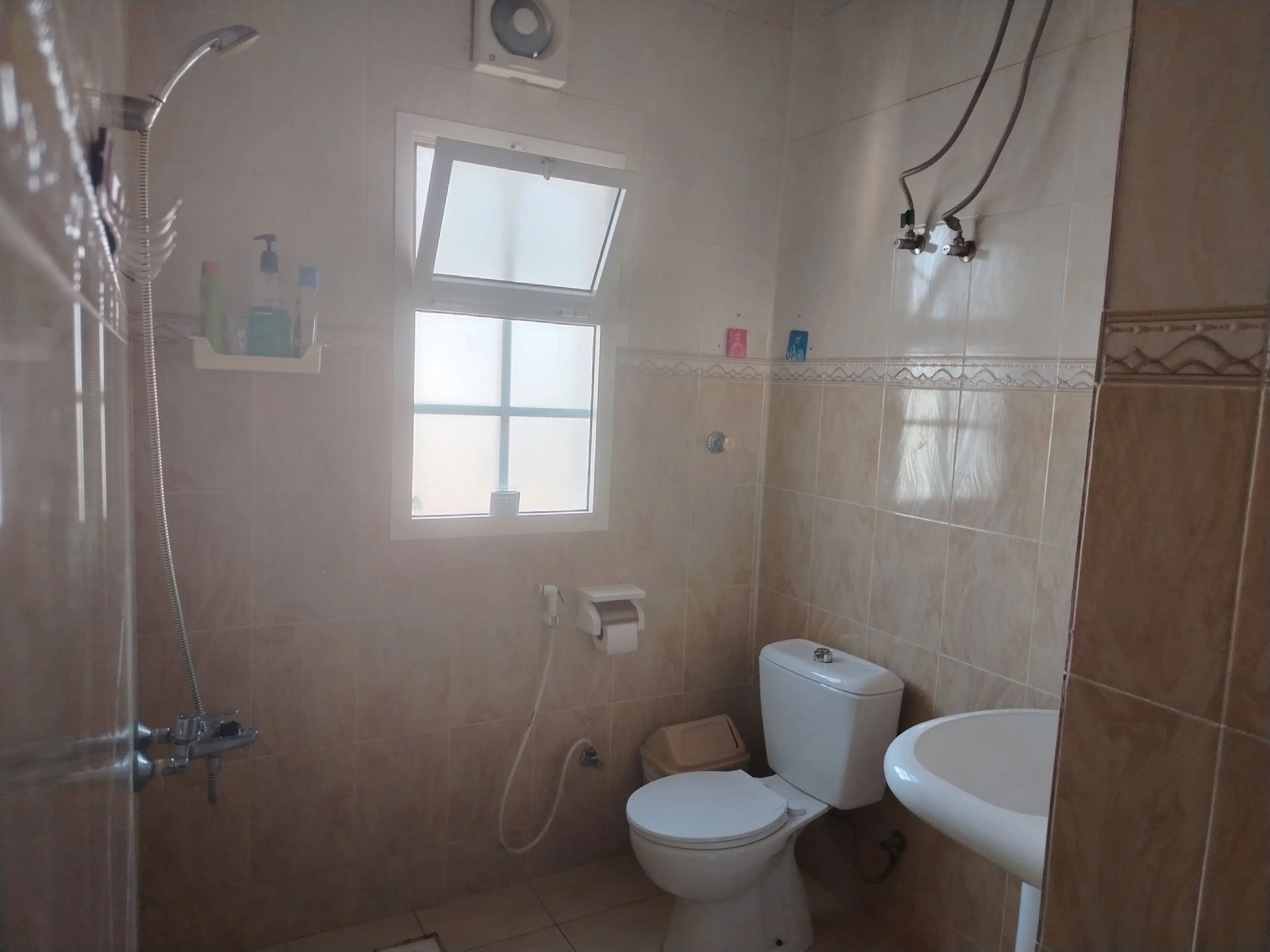 Dusche, Handtücher, Seife, Toilettenpapier