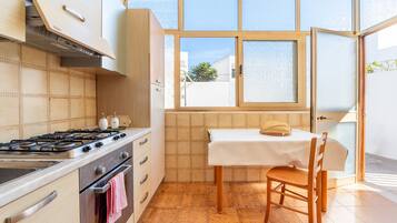 Fridge, oven, stovetop, cookware/dishes/utensils