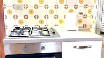 Fridge, oven, stovetop, cookware/dishes/utensils