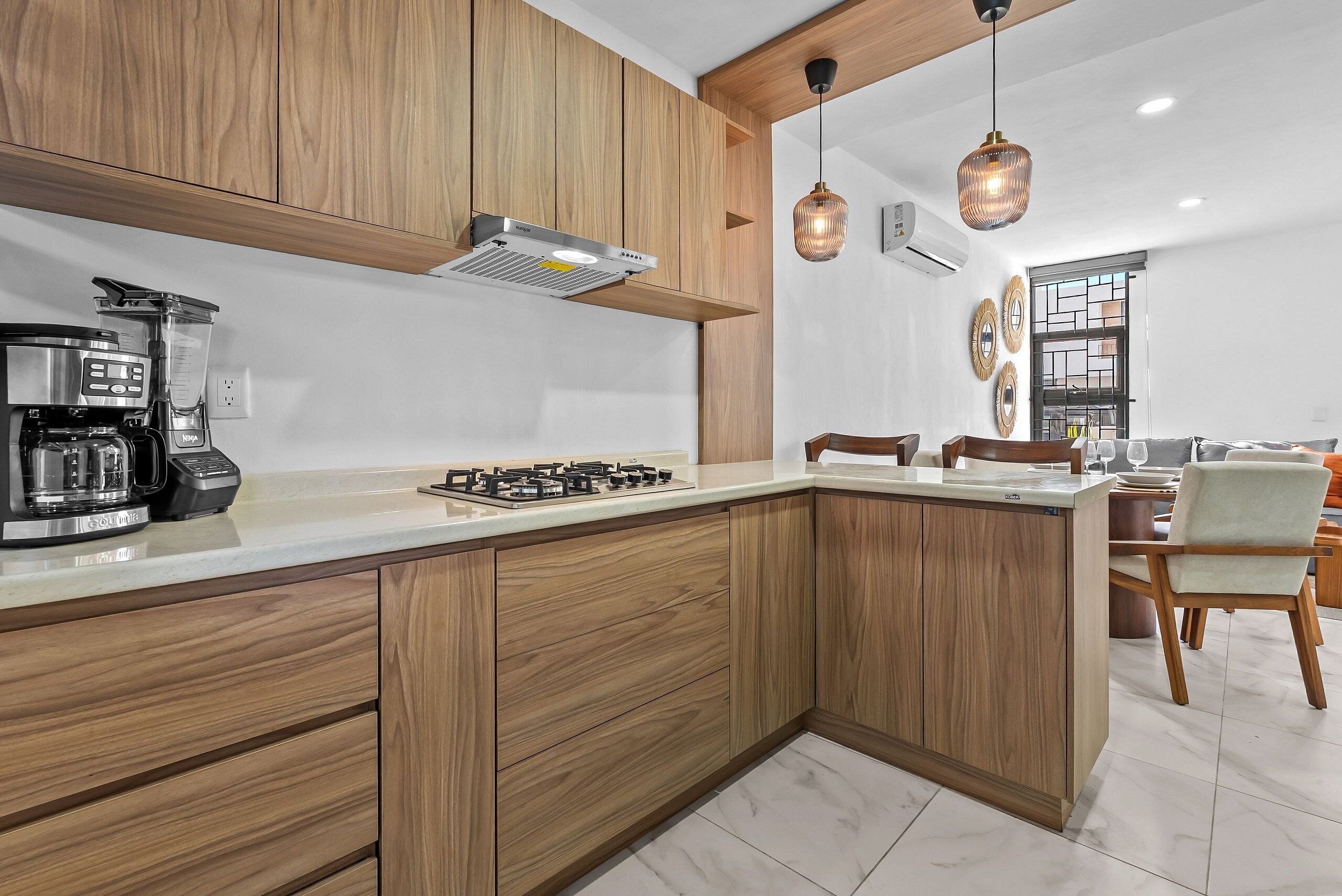 Villa | Private kitchen | Fridge, microwave, oven, stovetop
