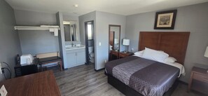 Blackout curtains, iron/ironing board, bed sheets, wheelchair access