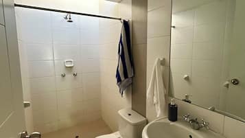Ducha, toallas y papel higiénico