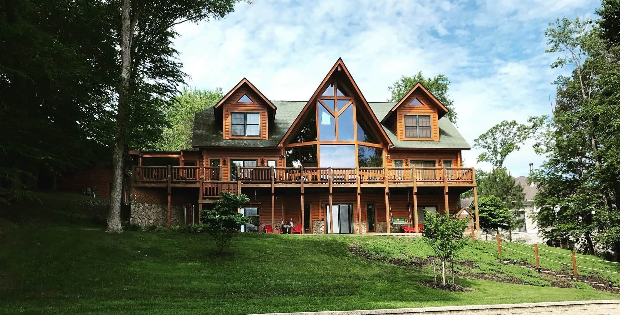 View of Luxury Waterfront Log Home on Lake Anna