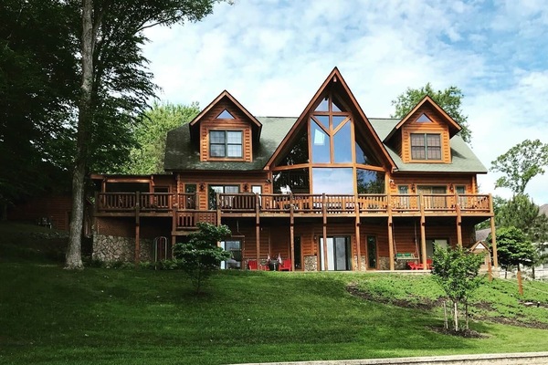 View of Luxury Waterfront Log Home on Lake Anna