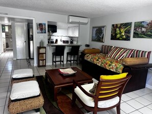Living area - Pollyanna “the happy place”  1 bedroom luxury apartment, with enclosed balcony (Montego Bay)