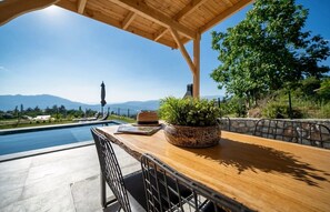 Outdoor dining - VILLA SERENE 
3-bedroom villa in soothing Yakaköy / Fethiye with a cool breeze (SEYDIKEMER)