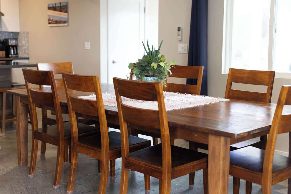 Dining table and living room