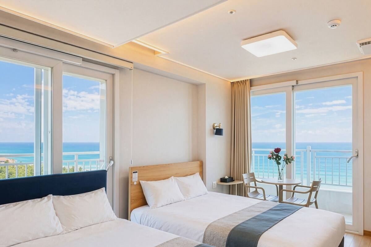 Family Twin Room, Sea View | Laptop workspace, free WiFi