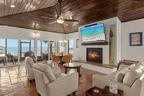 Family House, 3 Bedrooms, Hot Tub, Bay View | Living area - Private Dock Waterfront Home in Miramar (Miramar Beach)