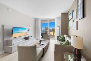 TV, offices - Luxury Beachfront Apartment | Rooftop Pool & Ocean Views (Hollywood)