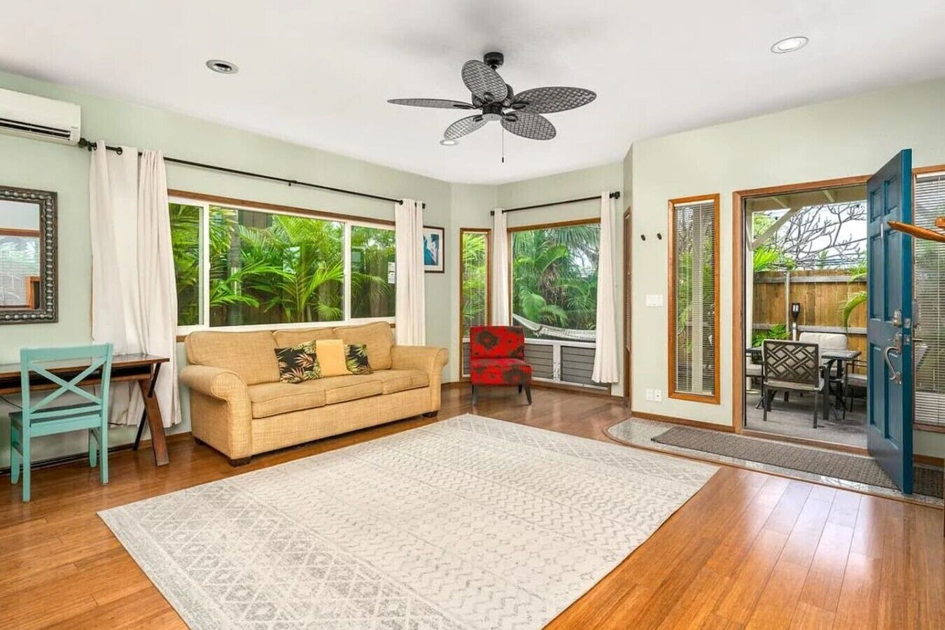 Unwind in the cool A/C, then step out to the patio hammock