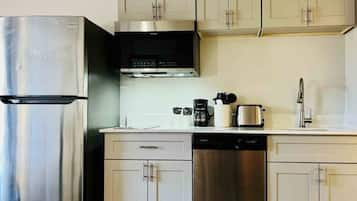 Fridge, microwave, coffee/tea maker