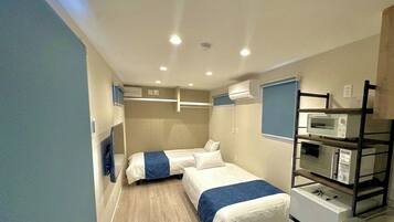 Desk, free WiFi, bed sheets
