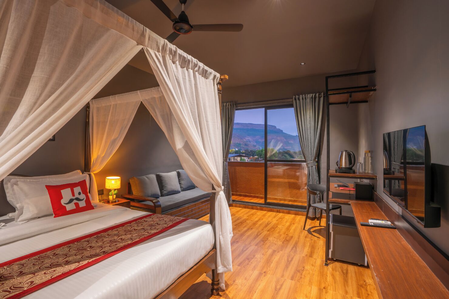 Deluxe Quadruple Room, Mountain View | In-room safe, laptop workspace, iron/ironing board, free WiFi