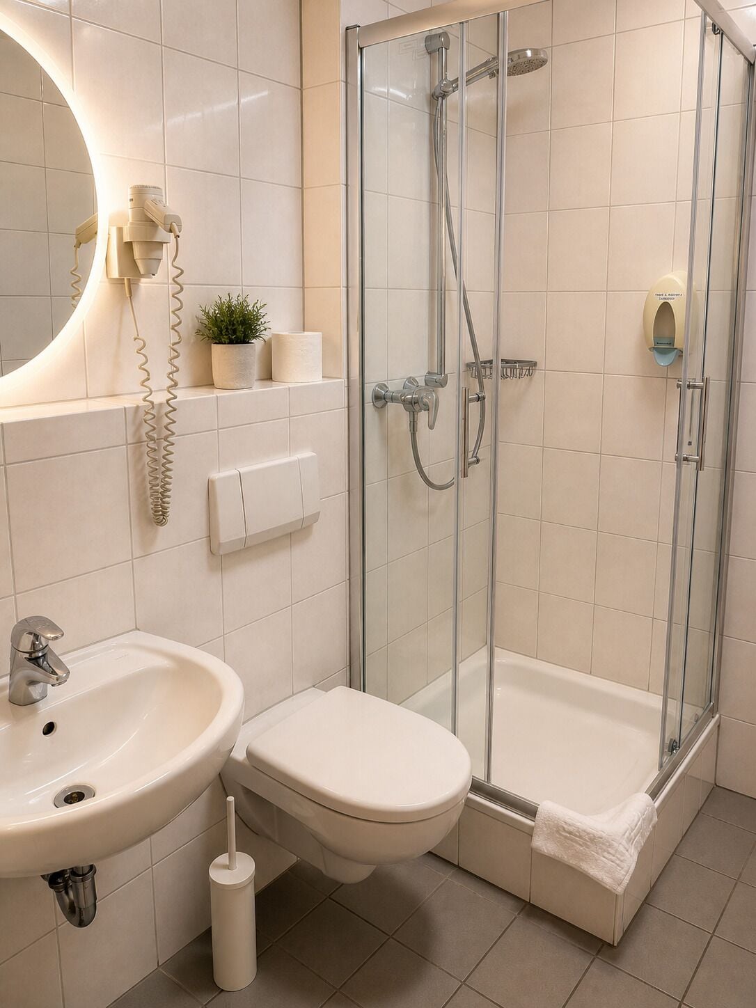 Deluxe-Doppelzimmer | Badezimmer | Dusche, Haartrockner, Handtücher, Seife