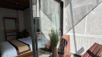 Deluxe Double Room, Balcony, City View | Blackout drapes, iron/ironing board