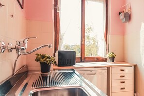 Kühlschrank, Mikrowelle, Herdplatte, Geschirrspüler