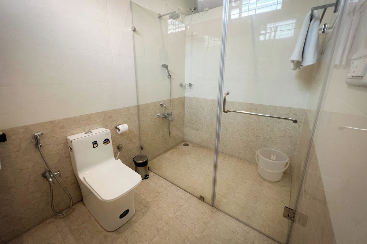 Villa, Balcony | Bathroom | Shower, hair dryer, towels, soap