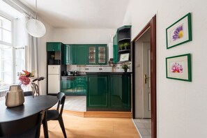 Fridge, microwave, oven, stovetop - Riverside 2BR Apartment Next to the National Theatre by EasyBNB Premium (Prague)