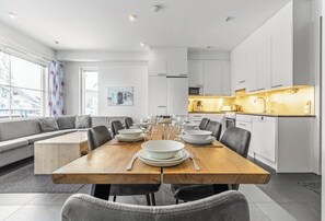 Comfort Apartment, Multiple Beds, Sauna, Courtyard View | Dining - Nordic 3BR Apt next to Ski Slopes (Kittilä)