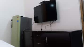 Desk, laptop workspace, free WiFi, bed sheets