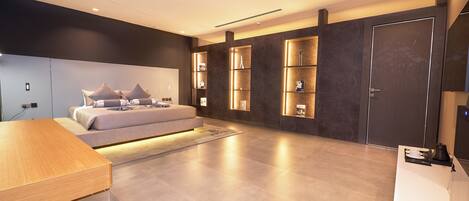 Presidential Double Room, Balcony, Pool View | In-room safe, desk, laptop workspace, soundproofing