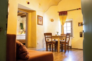 Comfort Apartment, Balcony, Mountain View | Dining - Apartments Belopeški Dvori (Kranjska Gora)
