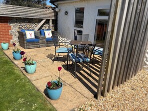 Outdoor dining - Rainbow Lodge our lovely home from home by the sea. (East Preston)
