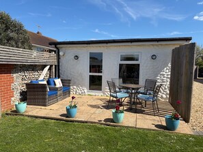 Outdoor dining - Rainbow Lodge our lovely home from home by the sea. (East Preston)