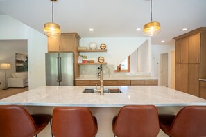 Fridge, microwave, oven, stovetop - The Farmhouse at Sea Farm in Bridgehampton (Bridgehampton)