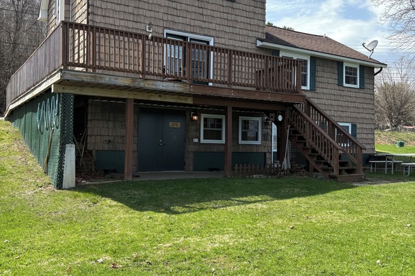 Back Deck with large lawn area