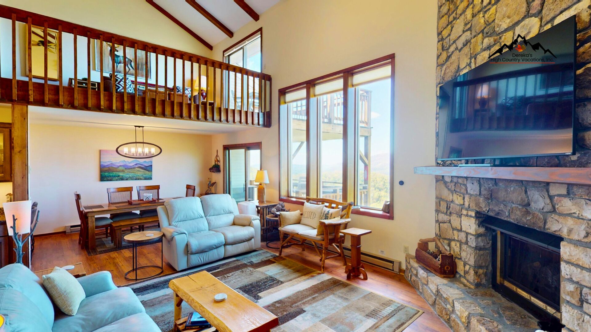 Smart TV y chimenea 