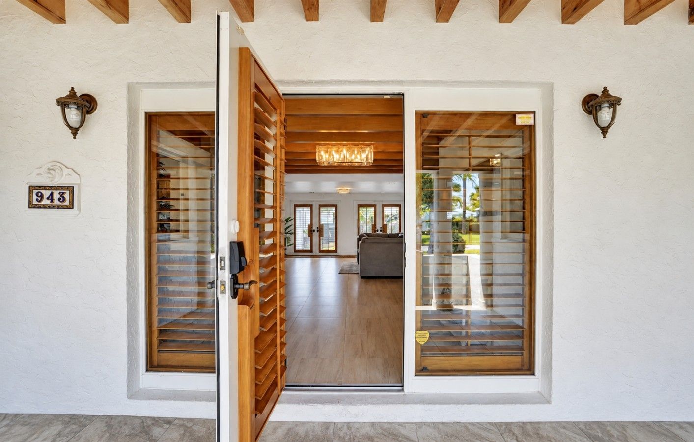 Warm Open Doorway with Wooden Shutters