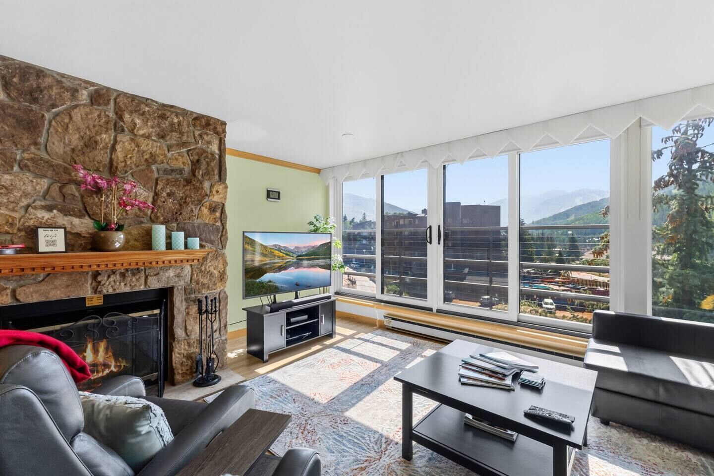 TV, fireplace, stereo
